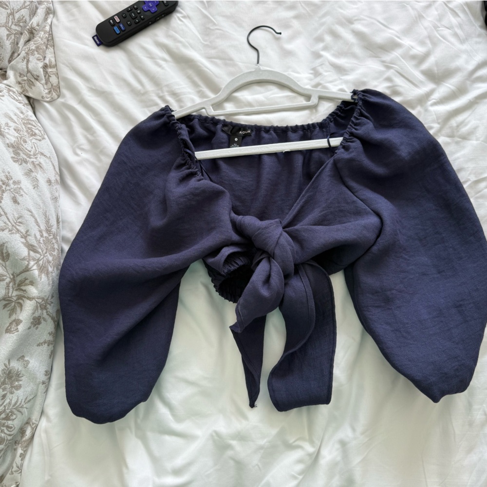 Aqua Tie Front Blouse